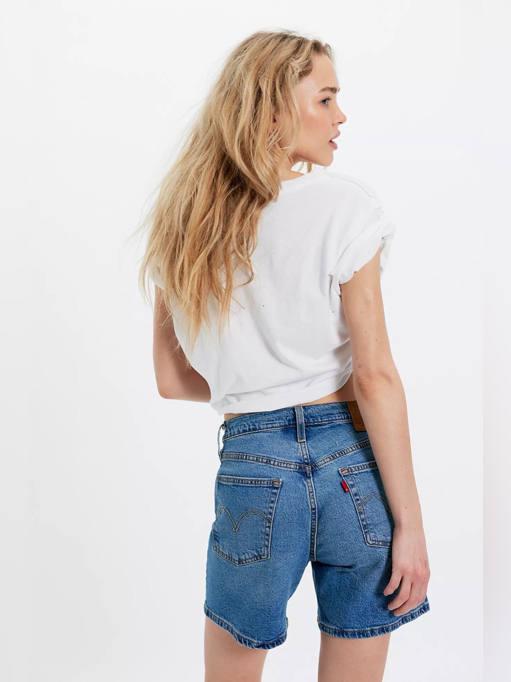 Levi's 501 Mid-Thigh Lightweight Denim Shorts Pen Ring Blue Wash Size 27